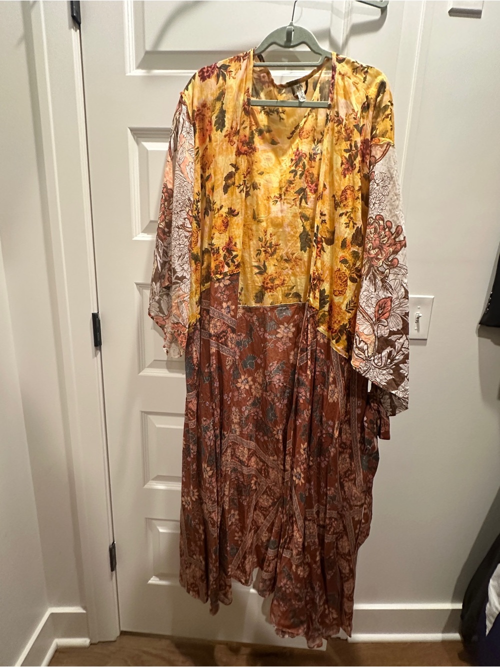 Free People Boho Floral Mixed-Print caftan XS/S
